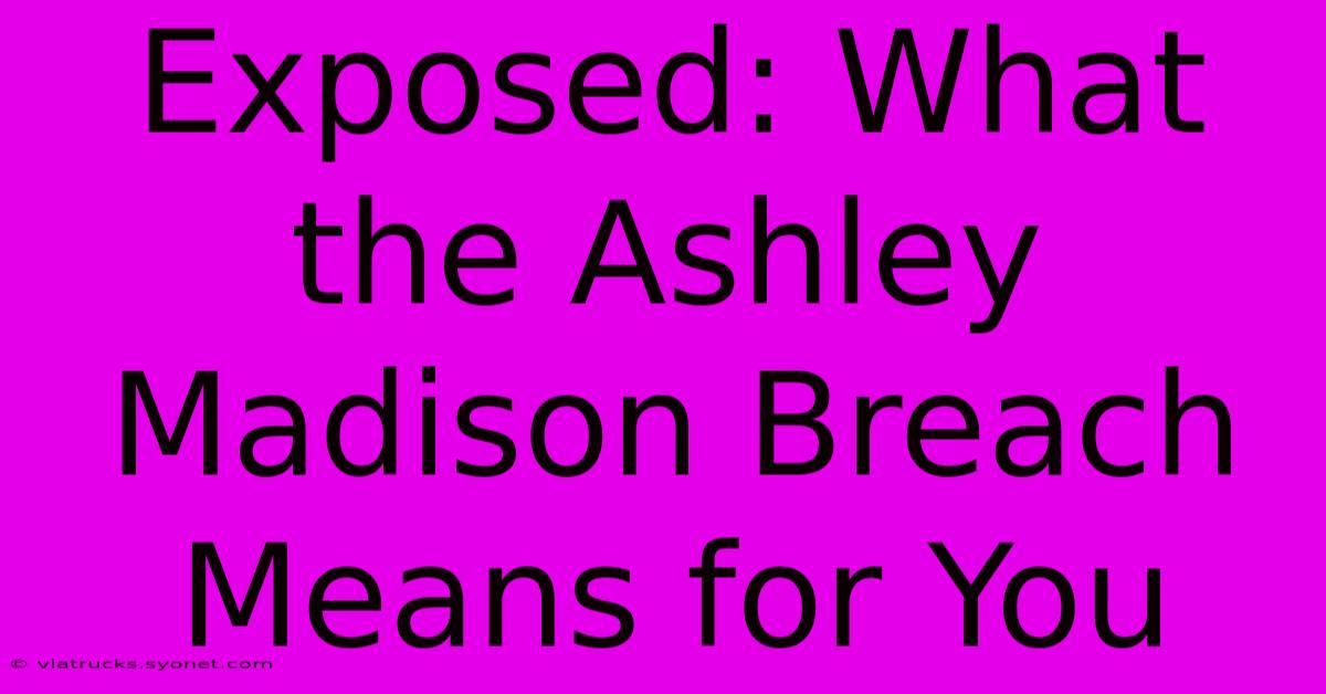 Exposed: What The Ashley Madison Breach Means For You