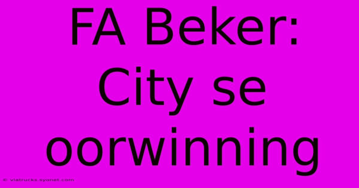 FA Beker: City Se Oorwinning