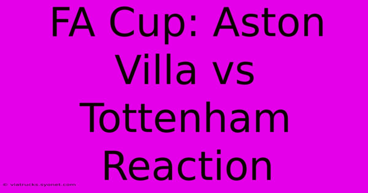 FA Cup: Aston Villa Vs Tottenham Reaction