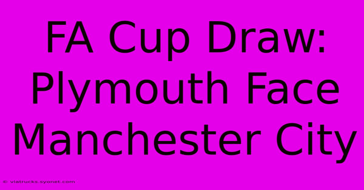 FA Cup Draw: Plymouth Face Manchester City