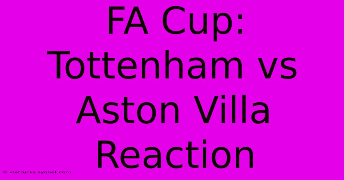 FA Cup: Tottenham Vs Aston Villa Reaction