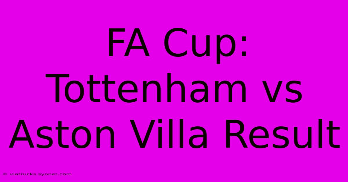 FA Cup: Tottenham Vs Aston Villa Result