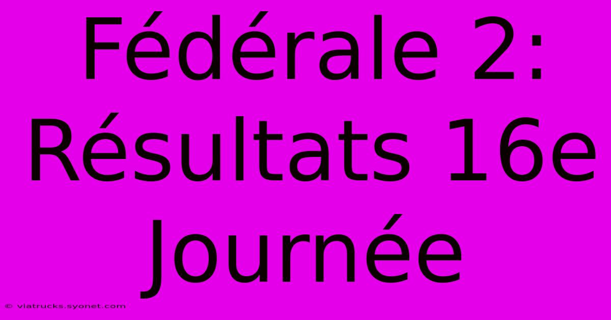 Fédérale 2: Résultats 16e Journée