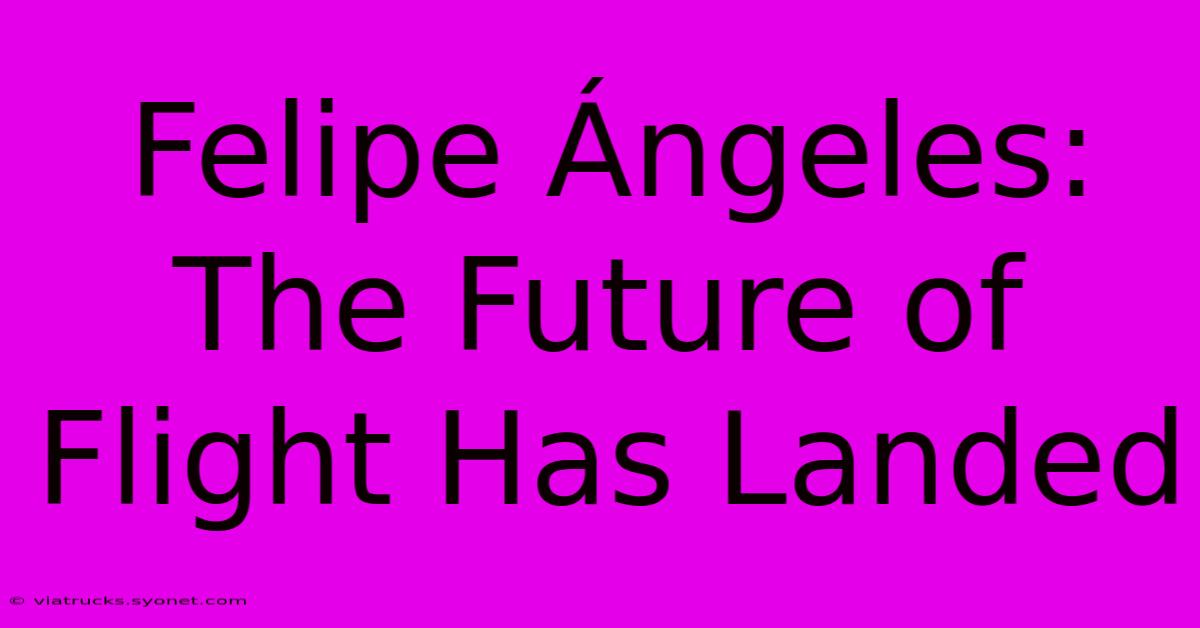 Felipe Ángeles: The Future Of Flight Has Landed