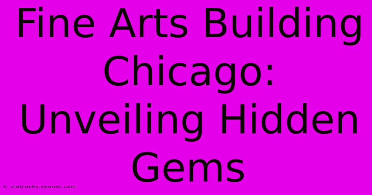 Fine Arts Building Chicago: Unveiling Hidden Gems