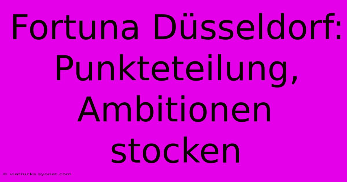 Fortuna Düsseldorf: Punkteteilung, Ambitionen Stocken