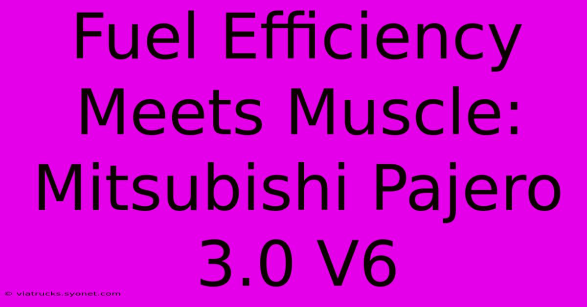 Fuel Efficiency Meets Muscle: Mitsubishi Pajero 3.0 V6