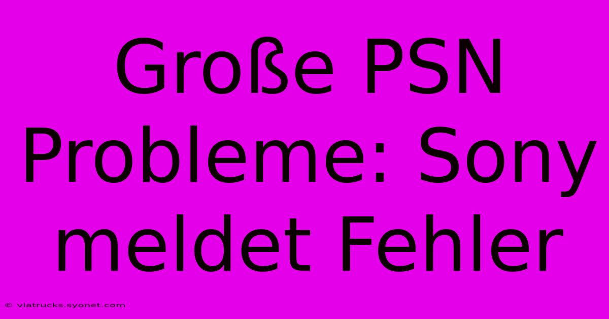 Große PSN Probleme: Sony Meldet Fehler