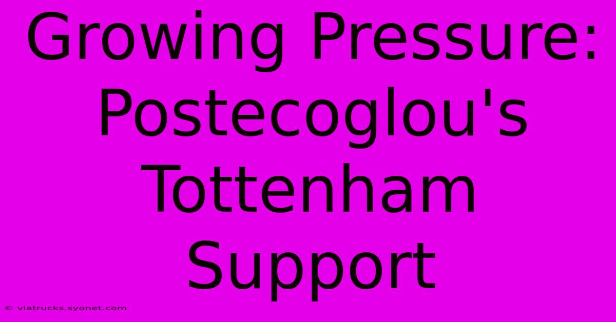 Growing Pressure: Postecoglou's Tottenham Support