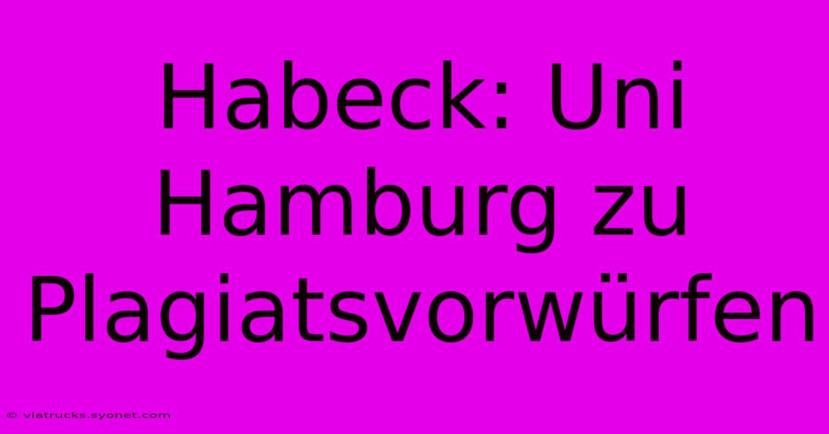 Habeck: Uni Hamburg Zu Plagiatsvorwürfen