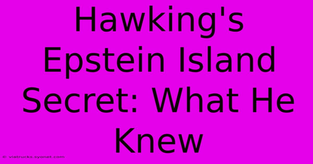 Hawking's Epstein Island Secret: What He Knew