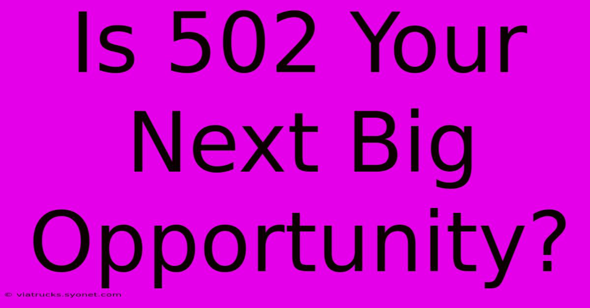 Is 502 Your Next Big Opportunity?