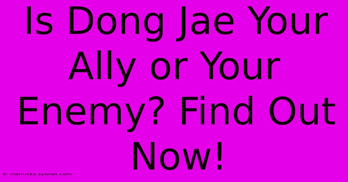 Is Dong Jae Your Ally Or Your Enemy? Find Out Now!