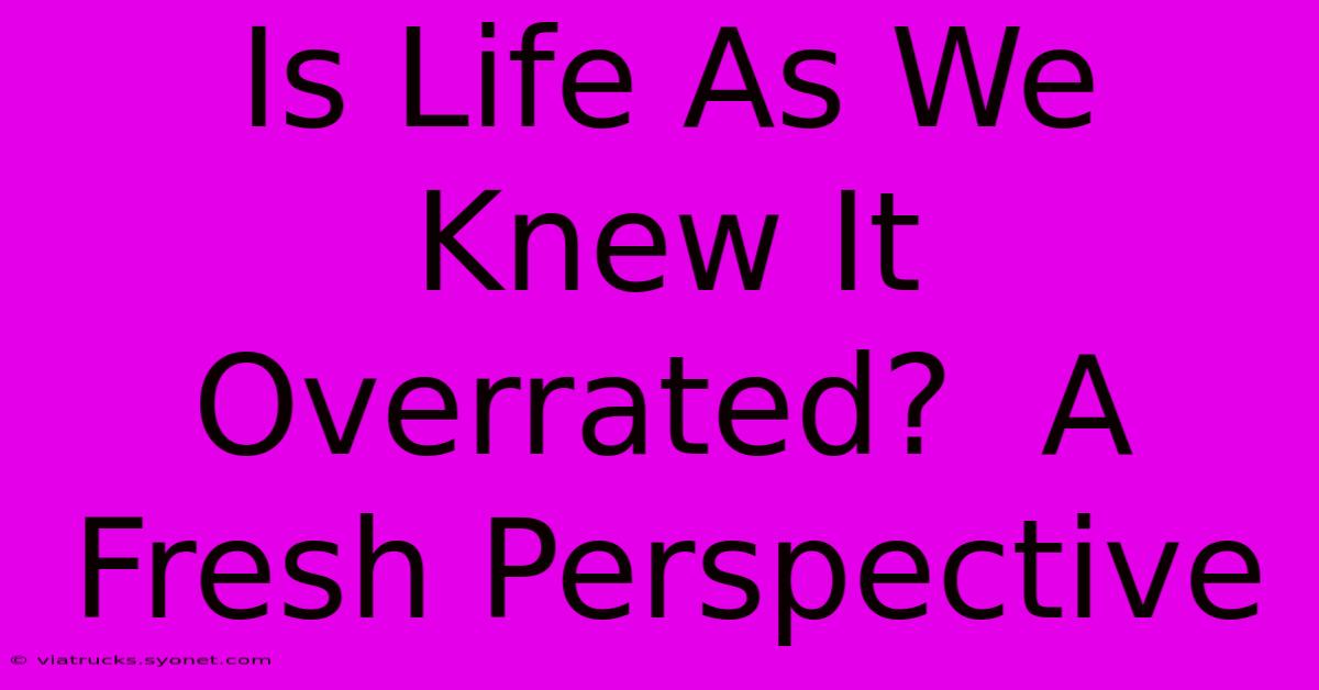 Is Life As We Knew It Overrated?  A Fresh Perspective