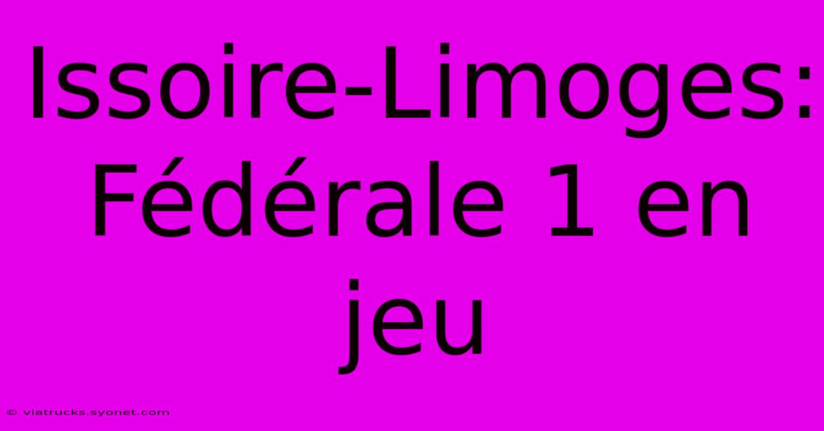 Issoire-Limoges: Fédérale 1 En Jeu