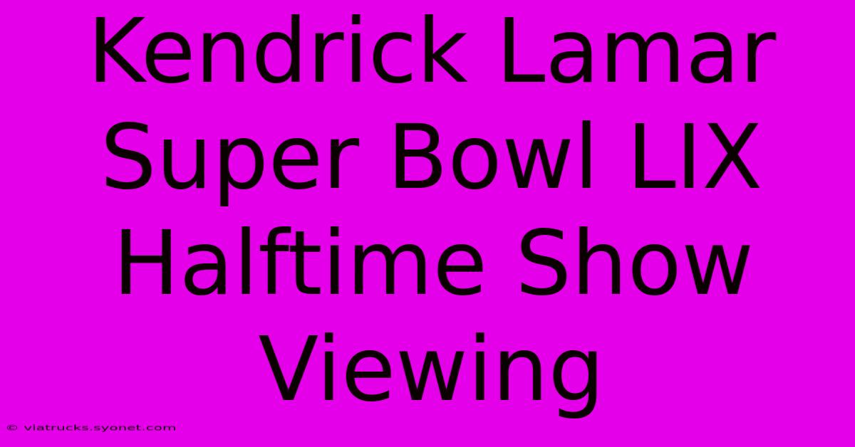 Kendrick Lamar Super Bowl LIX Halftime Show Viewing