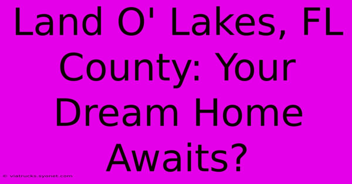 Land O' Lakes, FL County: Your Dream Home Awaits?