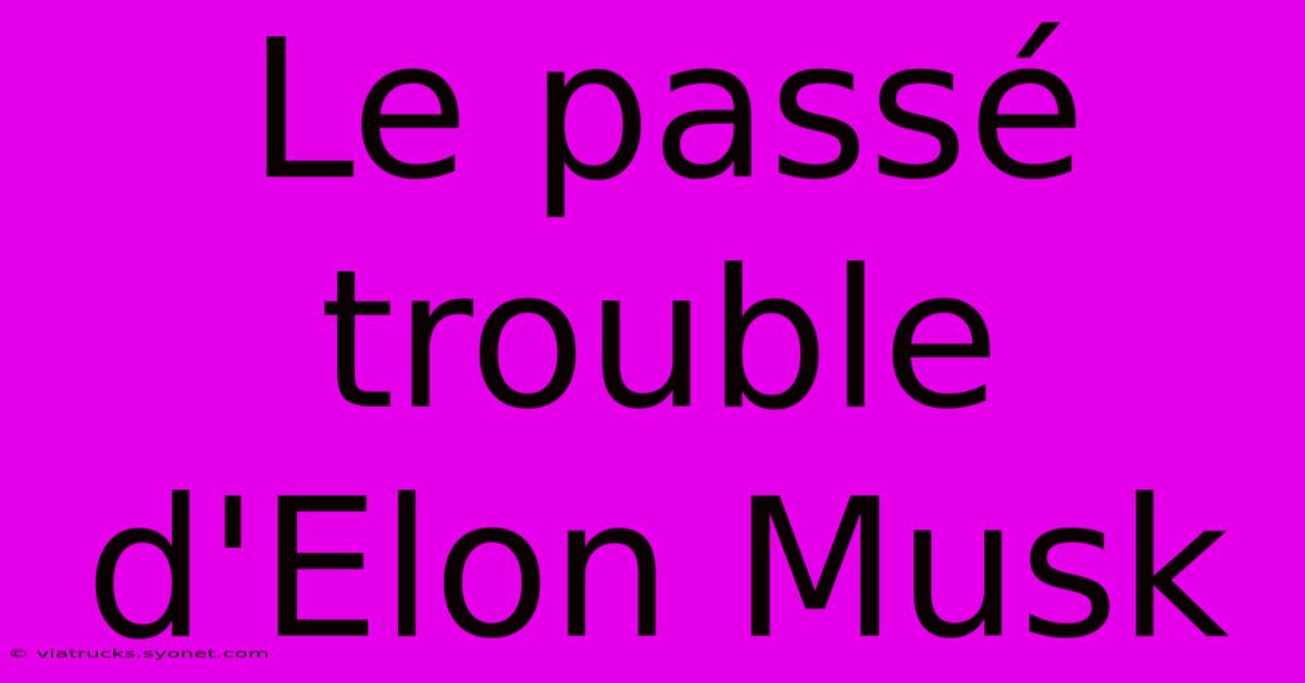 Le Passé Trouble D'Elon Musk