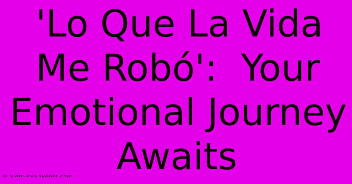 'Lo Que La Vida Me Robó':  Your Emotional Journey Awaits