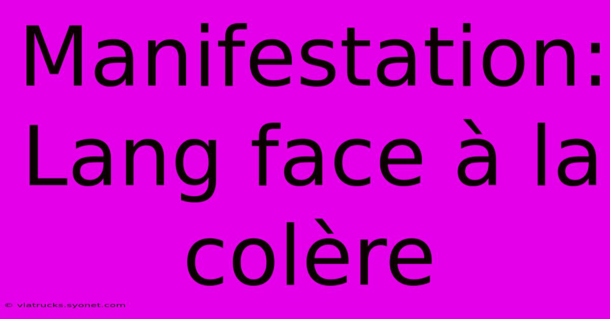 Manifestation: Lang Face À La Colère