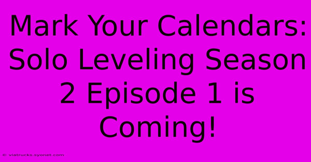 Mark Your Calendars: Solo Leveling Season 2 Episode 1 Is Coming!