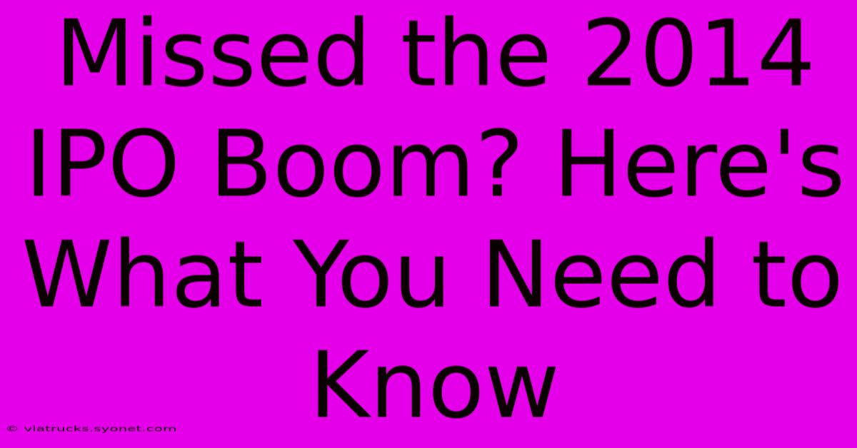 Missed The 2014 IPO Boom? Here's What You Need To Know