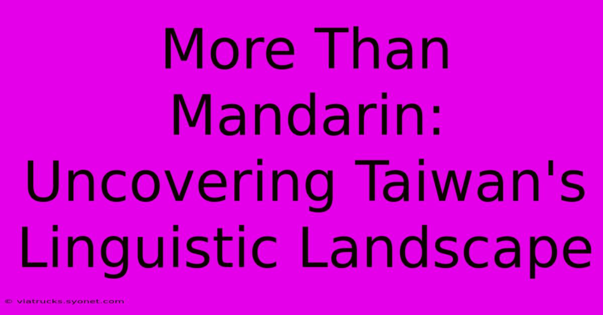 More Than Mandarin: Uncovering Taiwan's Linguistic Landscape