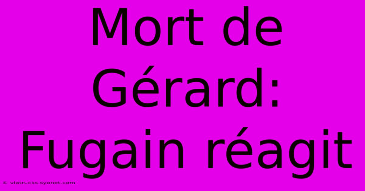 Mort De Gérard: Fugain Réagit