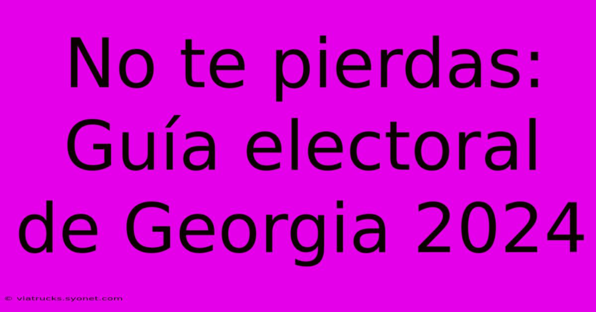 No Te Pierdas:  Guía Electoral De Georgia 2024