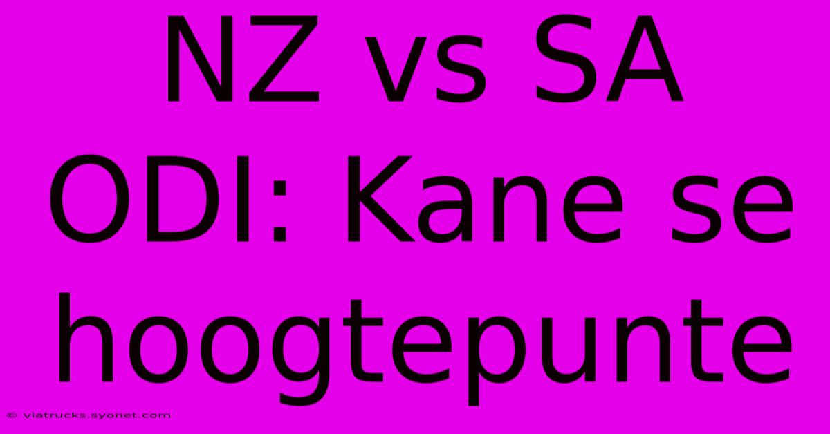 NZ Vs SA ODI: Kane Se Hoogtepunte