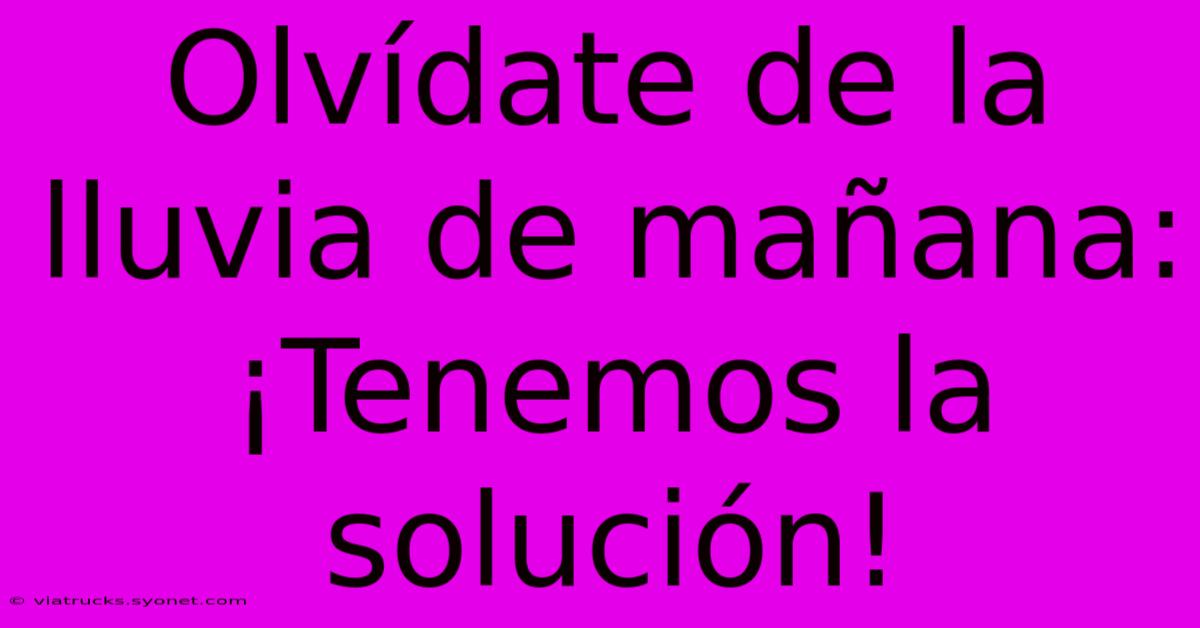 Olvídate De La Lluvia De Mañana: ¡Tenemos La Solución!