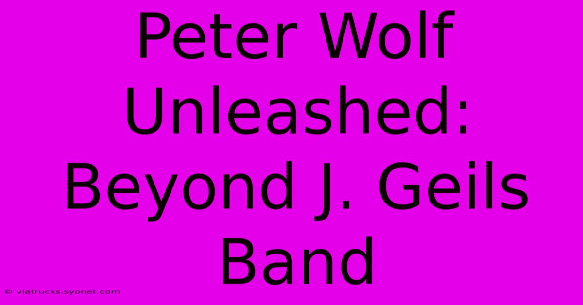 Peter Wolf Unleashed: Beyond J. Geils Band