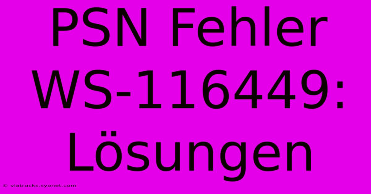 PSN Fehler WS-116449: Lösungen