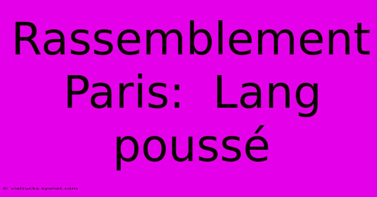 Rassemblement Paris:  Lang Poussé