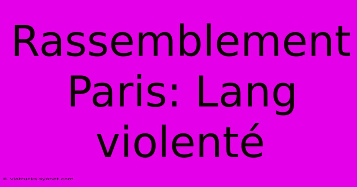 Rassemblement Paris: Lang Violenté