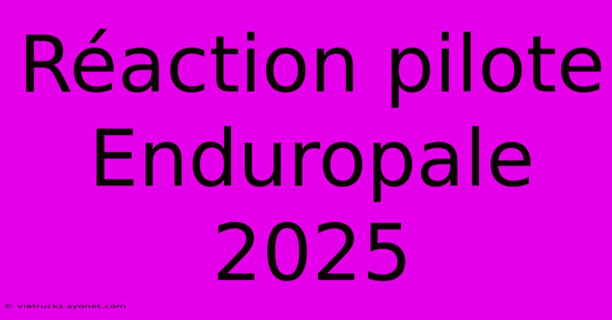 Réaction Pilote Enduropale 2025