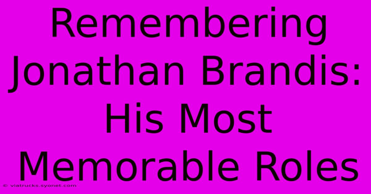 Remembering Jonathan Brandis: His Most Memorable Roles