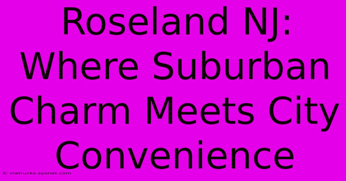 Roseland NJ: Where Suburban Charm Meets City Convenience