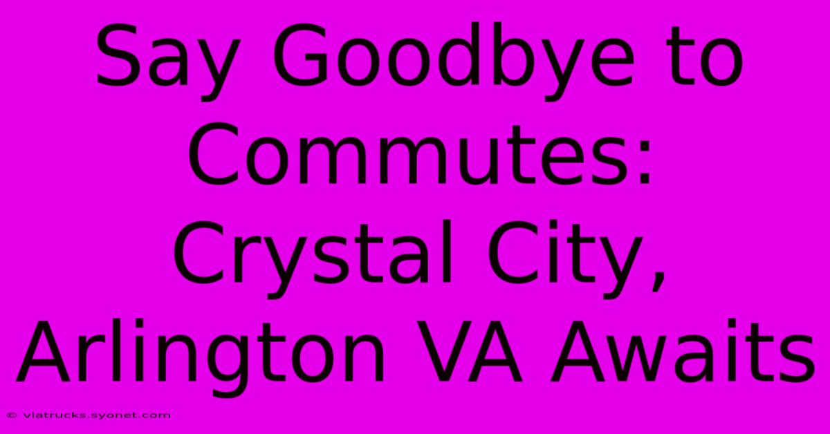 Say Goodbye To Commutes:  Crystal City, Arlington VA Awaits