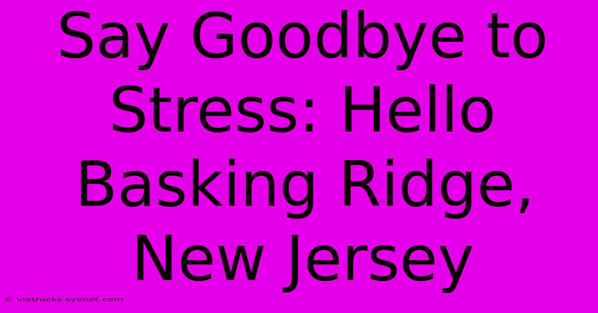 Say Goodbye To Stress: Hello Basking Ridge, New Jersey