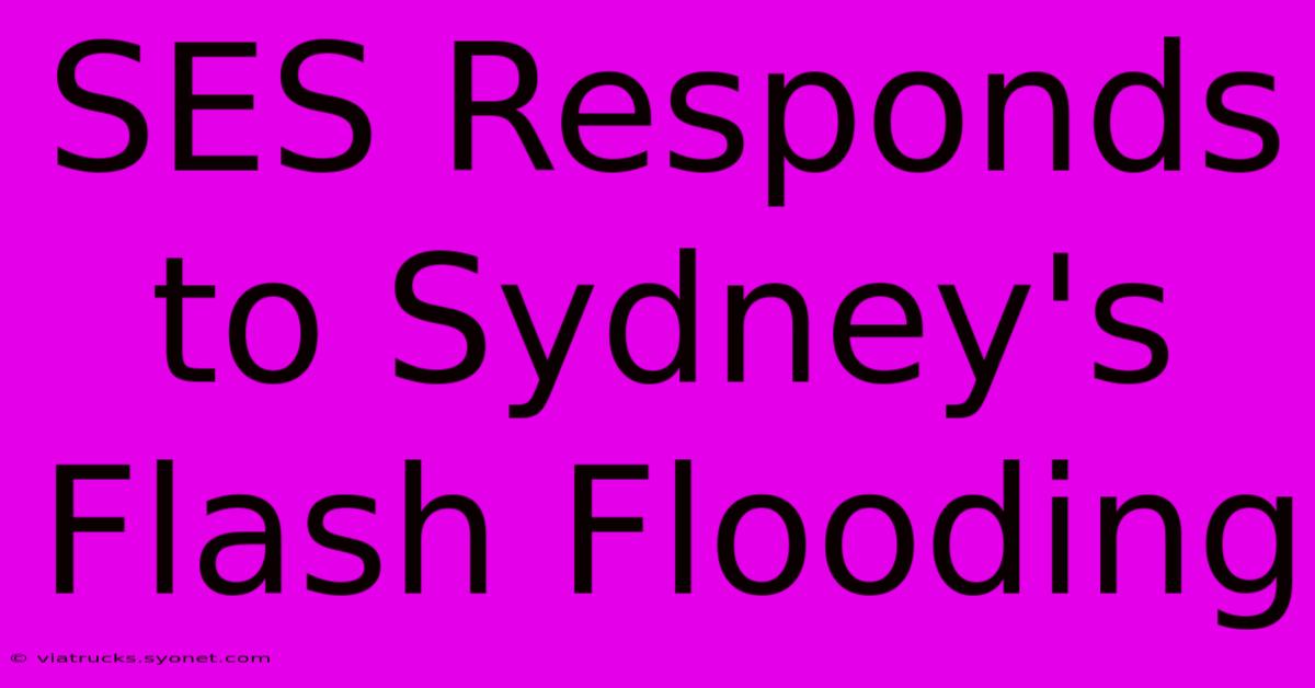 SES Responds To Sydney's Flash Flooding