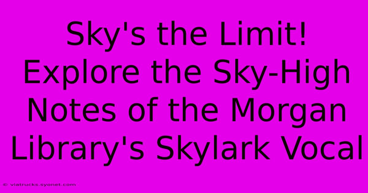 Sky's The Limit! Explore The Sky-High Notes Of The Morgan Library's Skylark Vocal