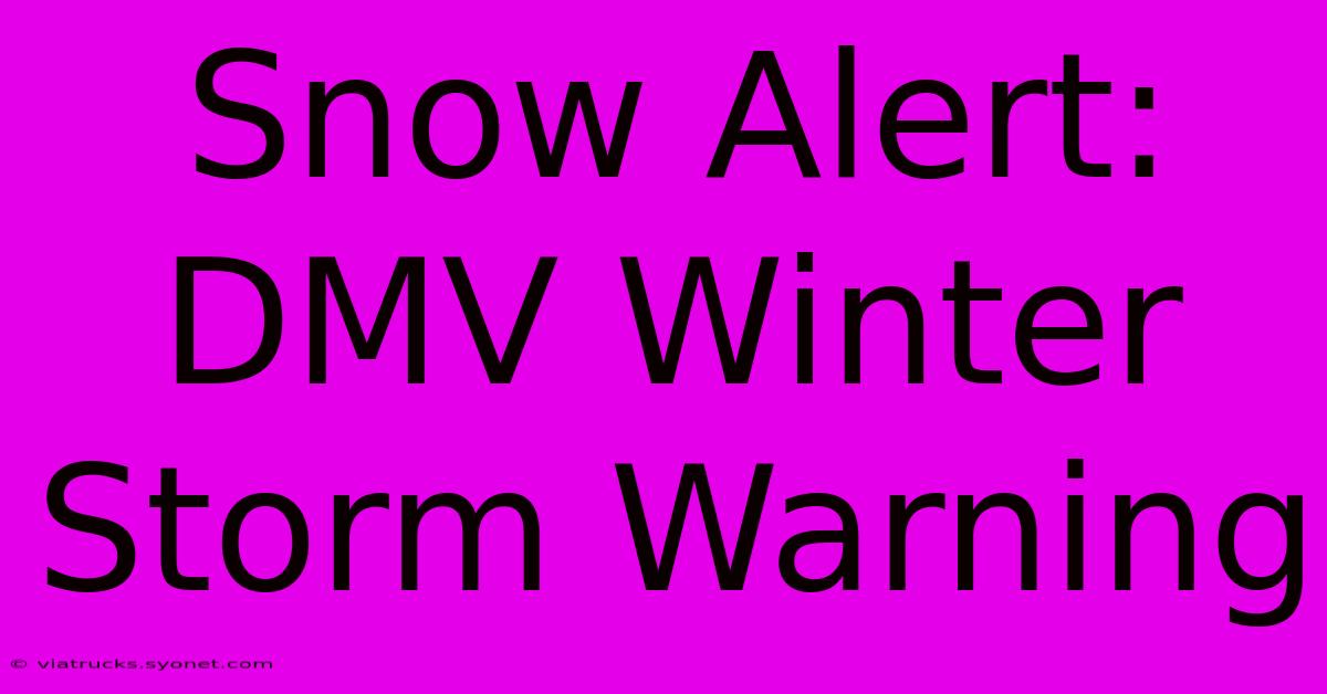 Snow Alert: DMV Winter Storm Warning