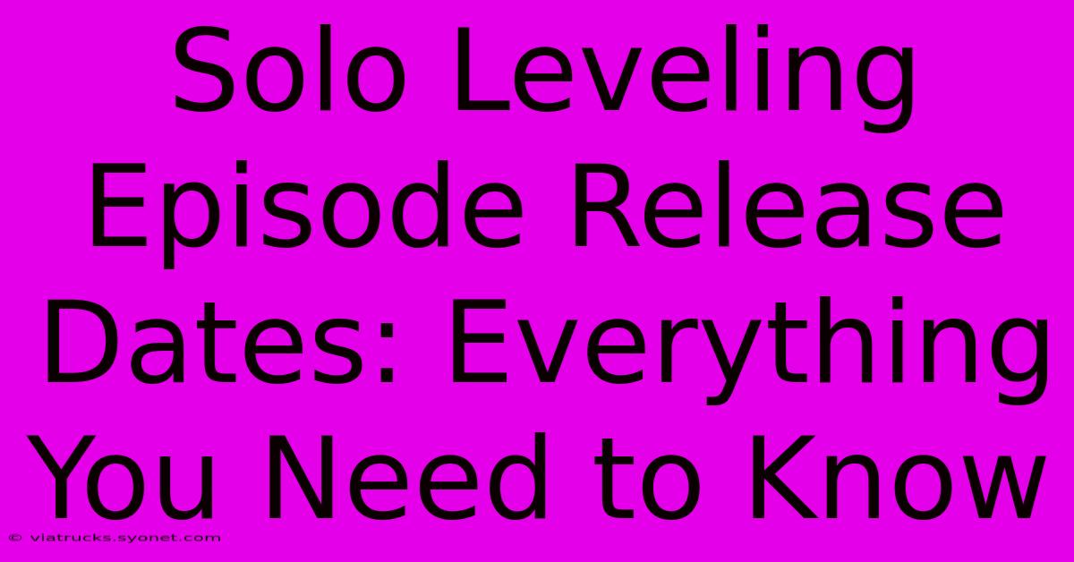 Solo Leveling Episode Release Dates: Everything You Need To Know