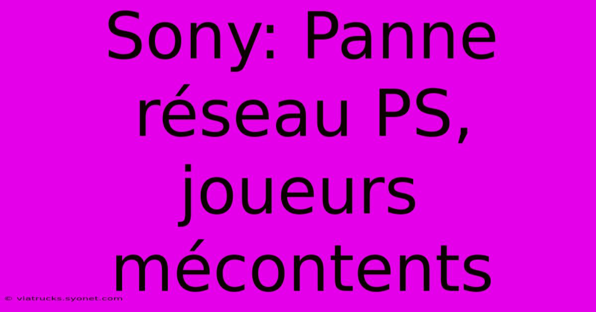 Sony: Panne Réseau PS, Joueurs Mécontents