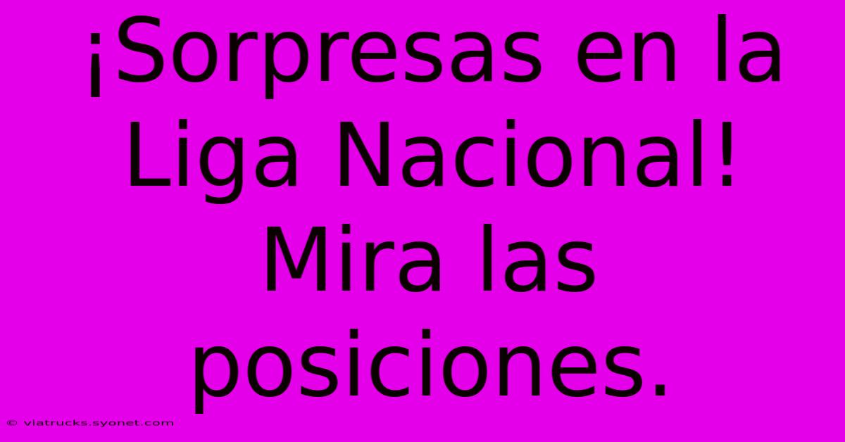 ¡Sorpresas En La Liga Nacional! Mira Las Posiciones.