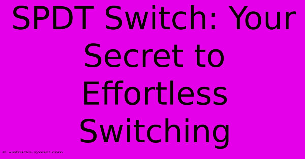 SPDT Switch: Your Secret To Effortless Switching