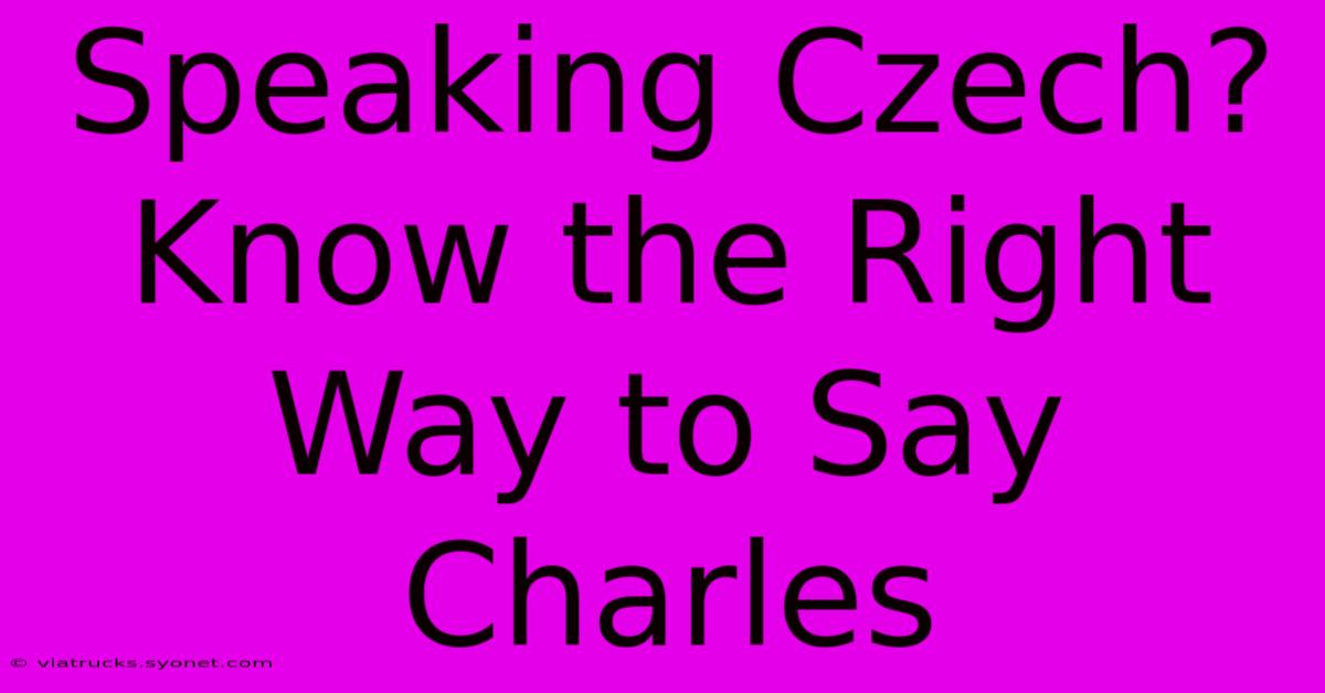 Speaking Czech?  Know The Right Way To Say Charles