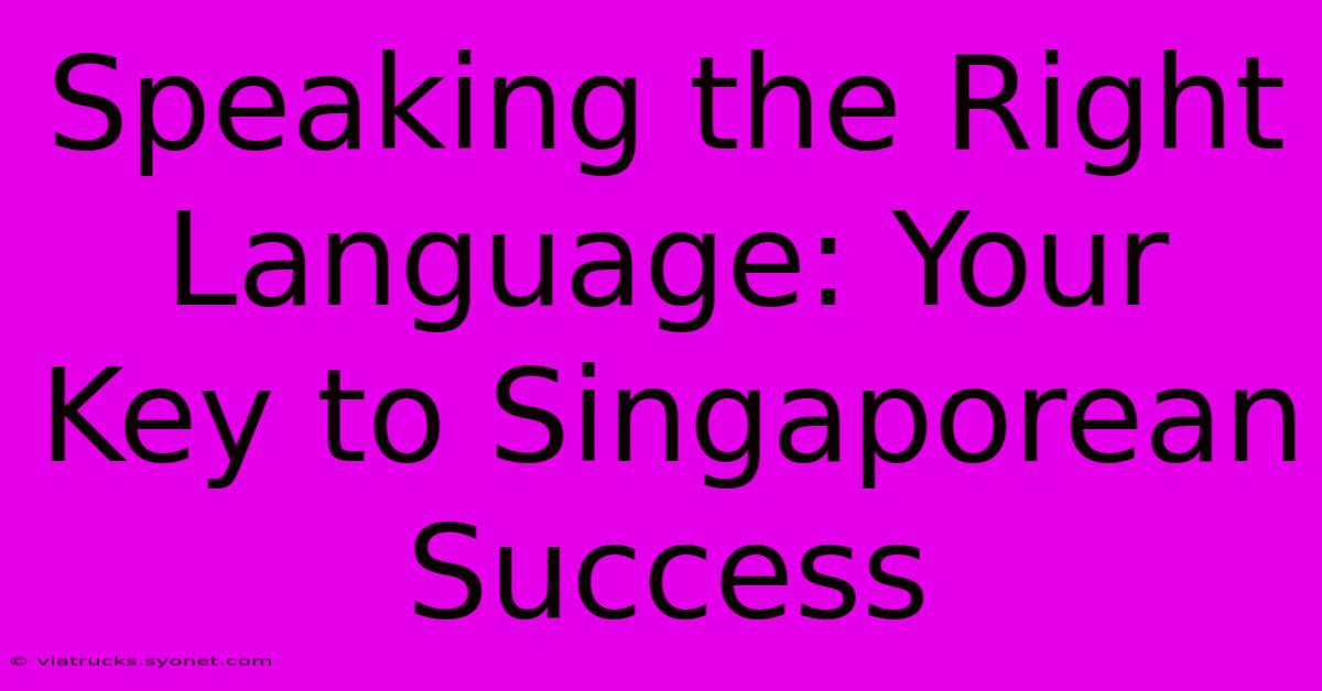 Speaking The Right Language: Your Key To Singaporean Success