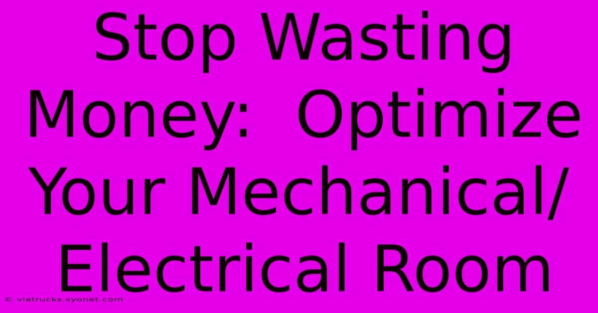 Stop Wasting Money:  Optimize Your Mechanical/Electrical Room